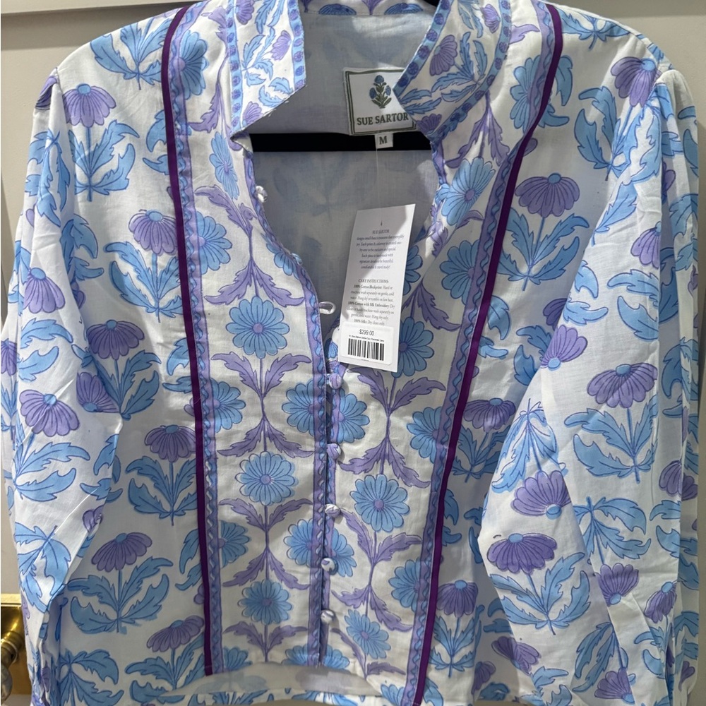 Sue Sartor Blue and Purple Floral Blouse